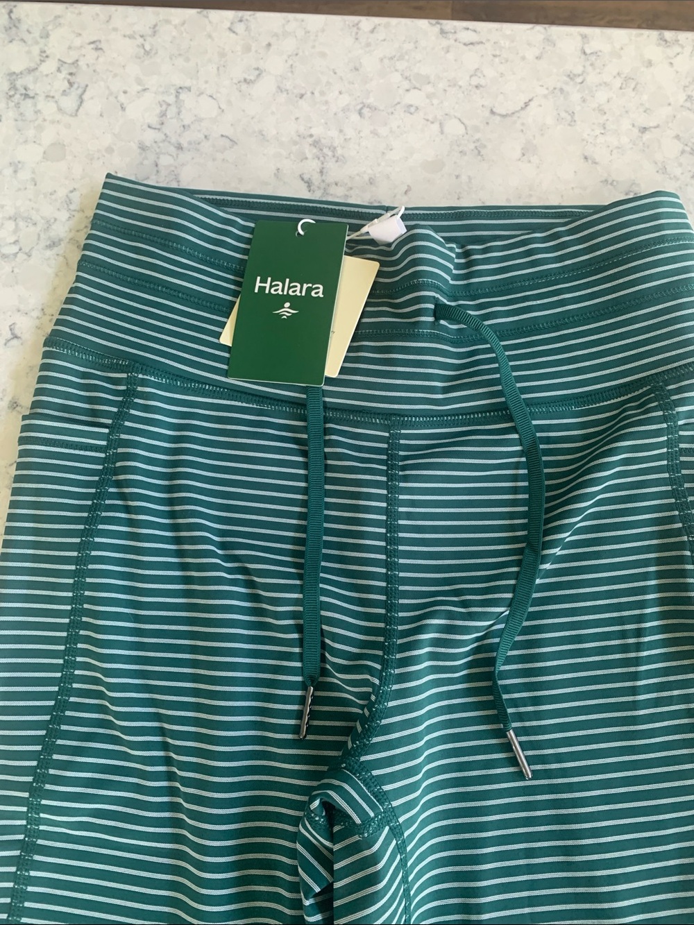 HALARA Dark Green Striped High-Waist Leggings - Picture 7 of 9